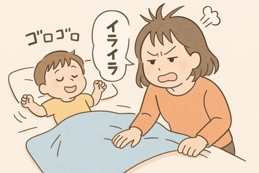 寝かしつけに苦戦しているママ